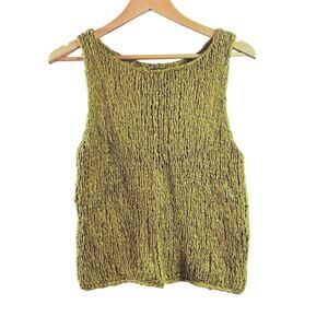 Eileen Fisher Olive Green Textured Sleeveless Shell
